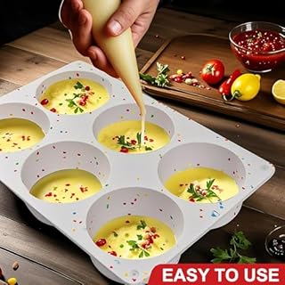 Dootafy Silicone Egg Bite Molds, 3 Pack Deep 3 Inch Round Molds for Egg Breakfast Sandwiches, Omelets, Dinner Rolls, Baking - White