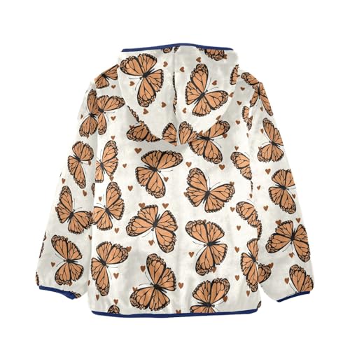 Funny Colorful Butterfly Girls Fleece Jacket Girls Fall Jacket Girls Zip Up Hoodie Girls Sherpa Jacket 2-10T2
