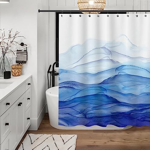 Rideau de douche aquarelle bleu 180x180 cm décor océan