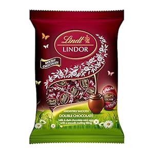 Lindt LINDOR Double Chocolate Mini Eggs Bag, 80g – Perfect Easter Treat – met LINDOR Double Chocolate mini eieren met een gladde smeltvulling met pure chocolade