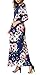LiMiCao Women Autumn Fashion Printed Long Dress Three Quarter Sleeve Retro Vintage Flower Casual Floor Length Maxi Dress (S, Blue)