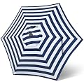 Blissun 7.5ft Patio Umbrella Replacement Canopy, Market Umbrella Top, Outdoor Table Umbrella Canopy for 6 Ribs (Blue & White Stripe)