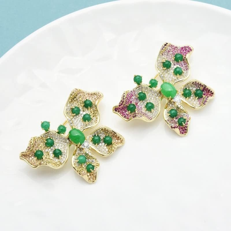 Broches Verdes Retro para Mujer, Broche de Fiesta de Bodas de Ziconia cúbica de 2 Colores de diseñador(Pink)