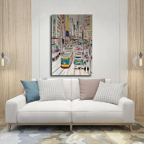Impression sur toile de tramway BNCEDJK 40x60 cm pour déco salon