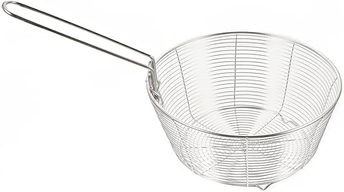 Luxshiny Cesta de freír con asa versátil cesta para papas fritas, pollo y pescado, diseño de malla para separación rápida de aceite, esencial de