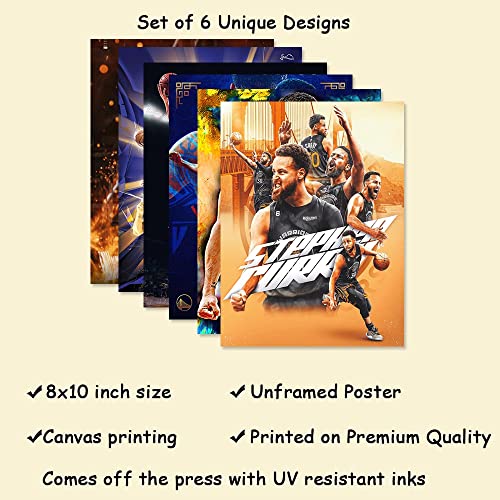 Steph Curry Posters For Walls Sports Basketball Poster Superstar Canvas Wall Art Modern Inspirational Wall Decor Print Painting For Bedroom Livingroom Dorm Gym Unique Fans Gift (6P 8X10 In,Gold) #TOP6