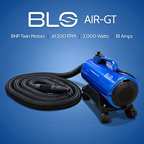Blo Car Dryer Air-Gt - Quickly Dry Your Entire Vehicle After A Wash - No More Drips, No More Scratches- Adjustable Air Speed - Extra Long Hose - Rotating Wheels #TOP1