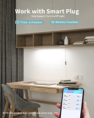 Image of ASOKO Dimmable Desk Light Strip Bar, 3 Temps Under Cabinet Lighting with Memory Function, 24inch Plug in USB Led Undercounter Light for Kitchen /Shelf /Workbench /Desk (3000K /4000K /6000K)