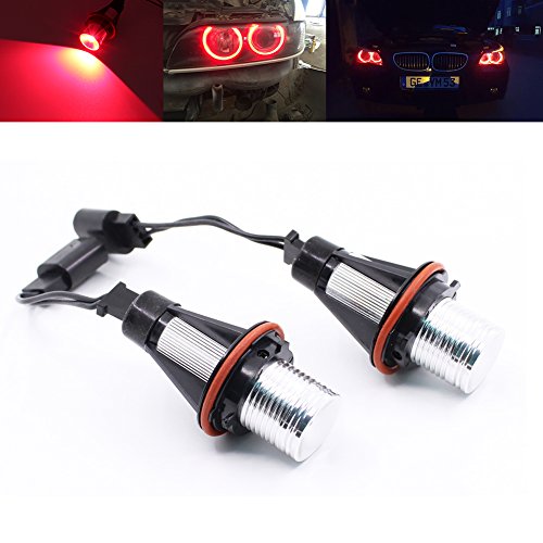 Paision 2Pcs Red LED Angel Eyes Halo Ring Marker Bulbs Error Free Compatible with BMW 5 6 7 Series E39 E60 E63 E64 E65 E66 E83 M5 X3 X5 E53