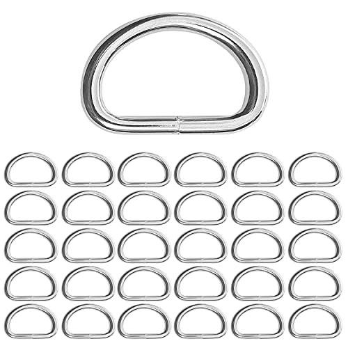 30 Stück Metall D Ringe,20mm D-Ringe,Halbringe Silber D Ringe,für Tasche, Schnalle, Gurte, Rucksack, Bastelzubehör, Silberfarben