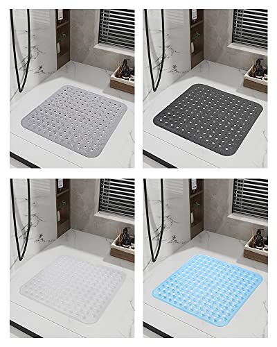 Tchdio Shower-Mat, Non Slip Machine Washable Bathtub Mat With Strong Secure Suction Cups And Drain Holes Square Shower Stall Mat For Tub Or Shower Room For Kids & Elderly 21X21 Black #TOP6
