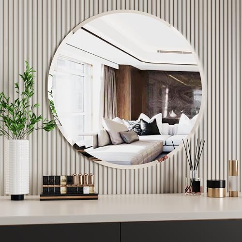Circle Mirror 28 inch,Frameless Bathroom Mirrors, Round Mirrros for Wall Decor, Circular Mirror,Bathroom Vanity Mirrors