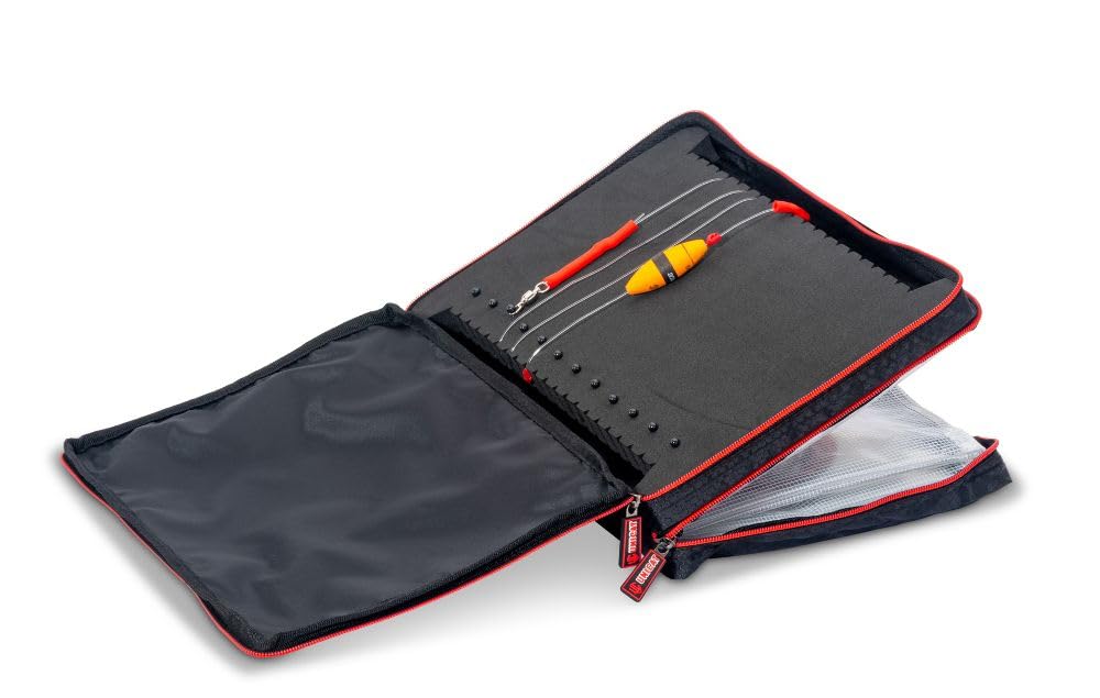 Sänger Top Tackle Systems Uni CAT Rig Wallet Pro, Vorfachtasche in Schwarz, Wasserfestes 250D x 200D Polyester, 38 x 26 x 7 cm, 1x Rigboard, Rig-Tasche mit 4 Mesh Mappen