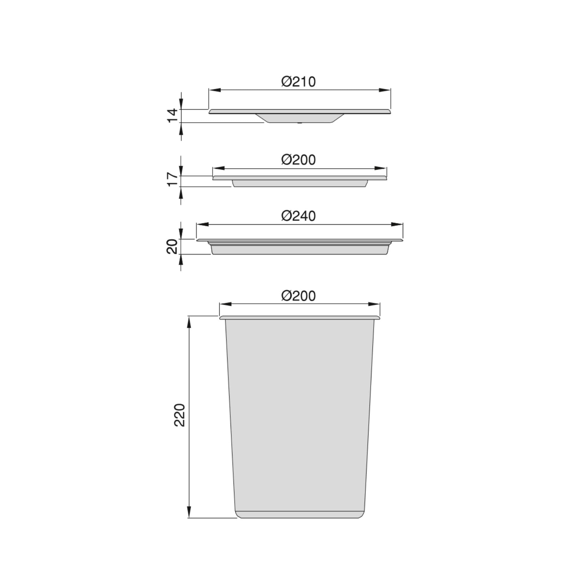Emuca - Pattumiera da Incasso con Coperchio per Piano Cucina, Contenitore Estraibile Cucina 5L, Acciaio Inox.