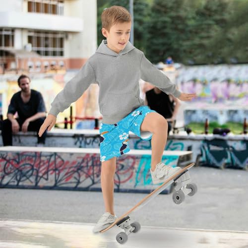 J JOYSAY Toucan Hibiscus Leaves Boys Athletic Shorts Kids Youth Casual Shotrs with Pockets Elastic Waistband4