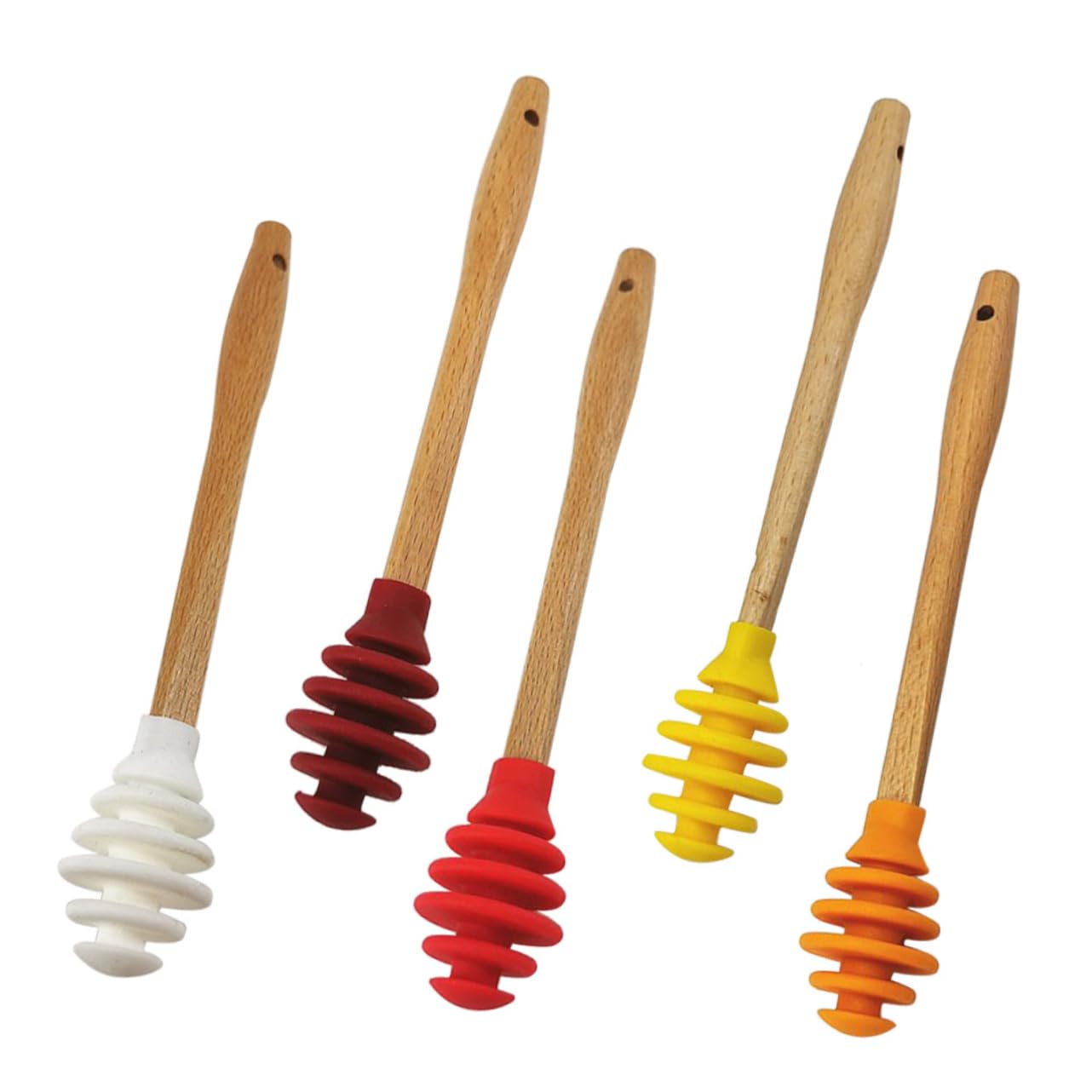 PRETYZOOM 5Pcs Silicone Honey Dipper Non Stick Syrup Stirring Spoons for Honey Pot for Viscous Sauces Easy to Clean and Use Wedding and Party Favors