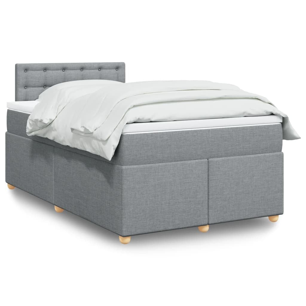vidaXL Boxspringbett, Polsterbett Bett mit Matratze Matratzenauflage, Bettgestell mit Kopfteil Lattenrost, Doppelbett für Schlafzimmer, Hellgrau 120x200cm Stoff