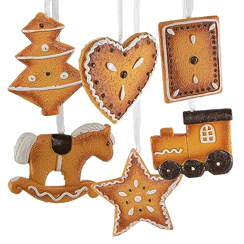 Logbuch-Verlag 6 Lebkuchen-Anhänger 6 cm – Weihnachtsdeko aus...