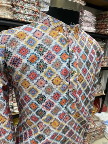 Image of FOXDX Men's Traditional Cotton Floral Printed Only Kurta