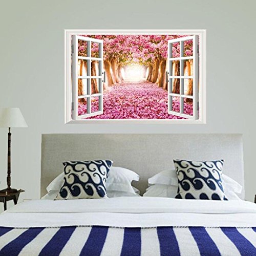 Vovotrade 3D Fenêtre Cherry Blossom Arbre Art Home Decor Autocollant Mural Stickers muraux Cover