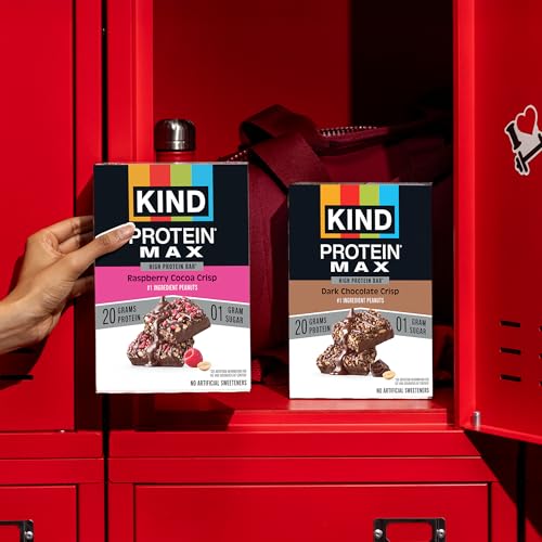 Image of KIND Protein MAX Bars, Dark Chocolate Crisp, Gluten Free, Low Sugar, High Fiber Snacks, 20g Protein, 4 Count