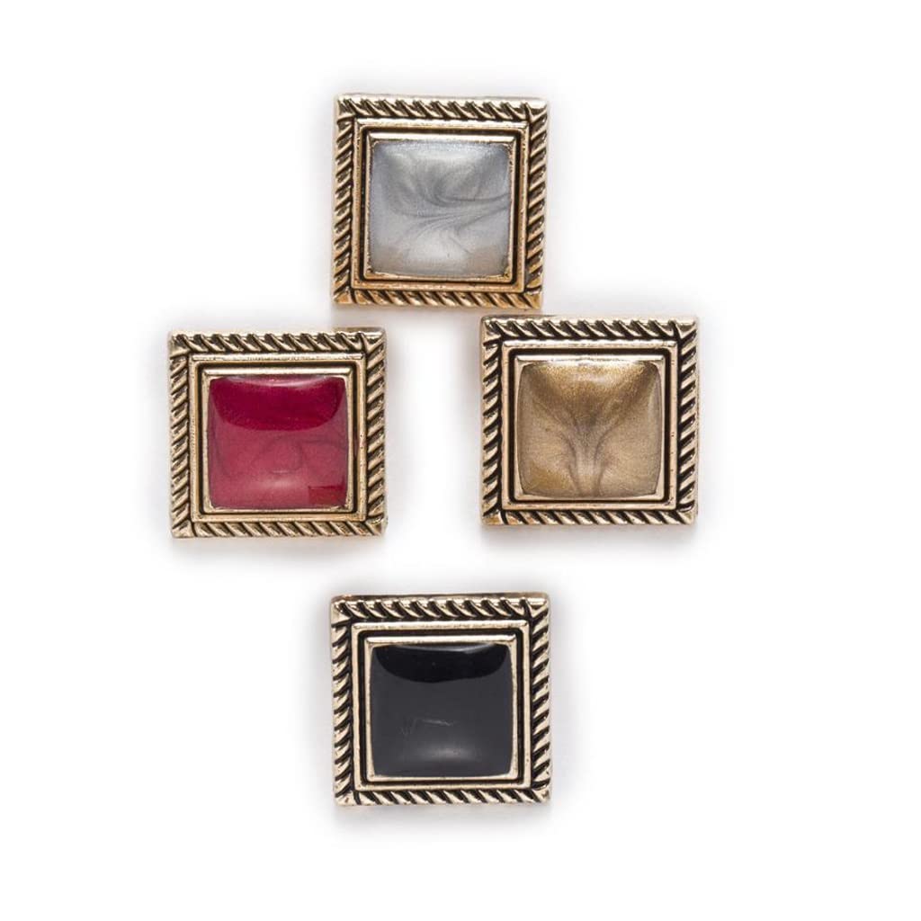 Lot de 5 Boutons vintage en métal émaillé pour couture et accessoires