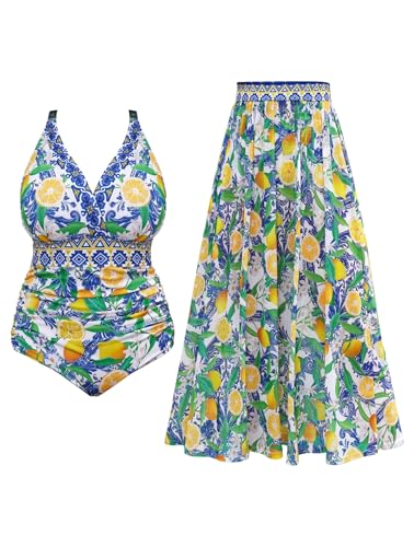 SCOMCHIC Womens Plus Size One Piece Swimsuit Tummy Control Bathing