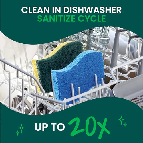 Image of Scotch-Brite Heavy Duty Scrub Sponge, 6 Kitchen Sponges Designed for Tough Messes in the Kitchen that Last 3X Longer*, Best for Cast Iron Skillets and Outdoor Grills, Flexible, Durable, and Strong | Designed for Tough Messes, Last 3X Longer, Best for Cast Iron Skillets and Outdoor Grills, Flexible, Durable, and Strong