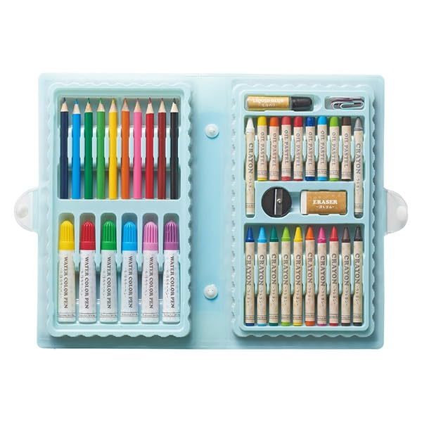 多色アートセット 木製ケース入り 色えんぴつ24色、クレヨン