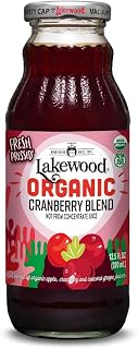 Lakewood Organic Cranberry Fusion Juice Blend - 100% Fresh Pressed, USDA Certified Organic, GMO-Free, No Sugar Added, 12.5 oz