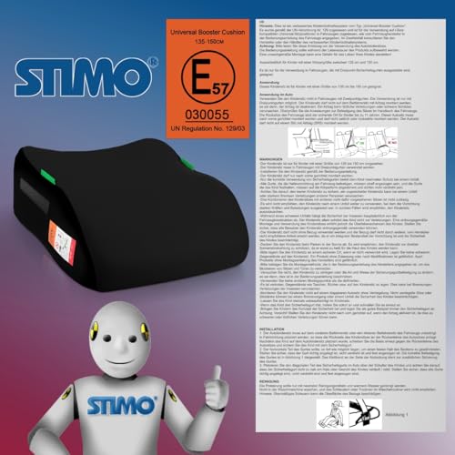 Kindersitzerhöhung Sitzerhöhung ergonomisch Kinder 135-150 cm Auto Sitz ECE R129 Bezug waschbar (Schwarz)