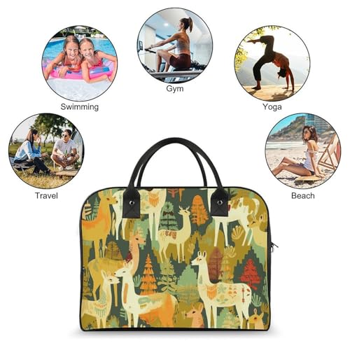 Duffle Bag for Travel Colorful Alpaca Printed Tote Bag Crossbody Bags Gym Bag Shoulder Bag Travel Handbag4