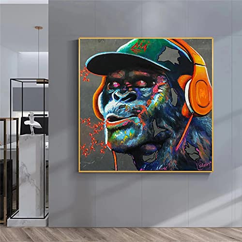 Toile pop art singe musique pour créer une ambiance ludique et colorée dans le salon familial