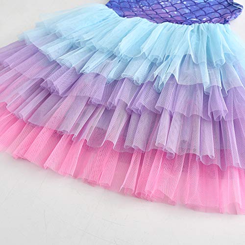 Image of DXTON Toddler Girls Summer Dresses Short Sleeve Tutu Dress for 2-8 Years Girls