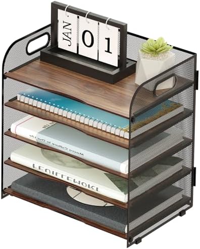 LUCYCAZ Wood Desk Organizer – 5 Tier Desk