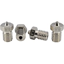 Upgrade 3D Printer Plated Wear Resistant M6 Thread Brass Nozzle Pack 0.25-0.8mm for 1.75mm V6 Hotend Titan Aero Extruder Prusa I3 MK3 MK3S Anycubic I3 Mega 3D Printer 1x0.25+1x0.4+1x0.6+1x0.8