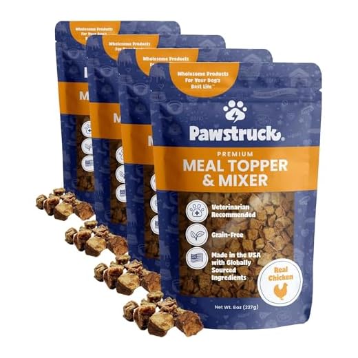 Pawstruck Vet Recommended Air Dried Dog Food Toppers for Picky Eaters, Made in USA with Real Chicken, Premium Meal Mix-in Kibble Enhancer, 8 oz, Packaging May Vary (Pack of 4)