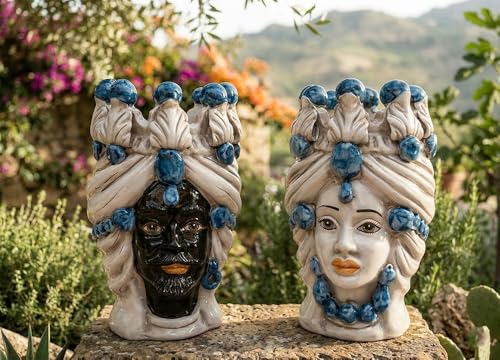 Vase céramique sicilienne têtes de moro Caltagirone : le cadeau de mariage d'exception - 2