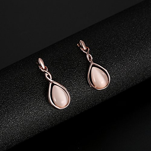Ashmita B07HL3QDYT_US Rose Gold Teardrop Necklace Gemstone Dangle Earrings Wedding Jewelry Set thumb #2