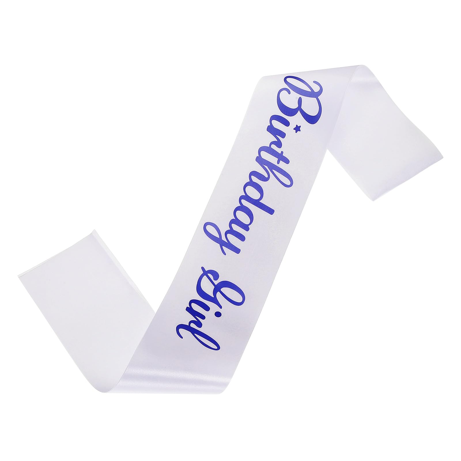 sourcing map Birthday Girls Sash with Pin Blue Sparkle Lettering Party Favors Supplies Decorations Accessories for Women Costume Gifts Sweet Birth Day, White