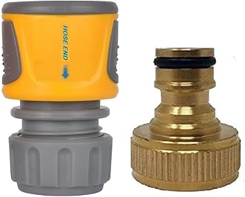 Simply Products Soft Grip Quick Connect Hose End Connector With 3/4" Brass Tap Adaptor Fitting For Garden Taps
