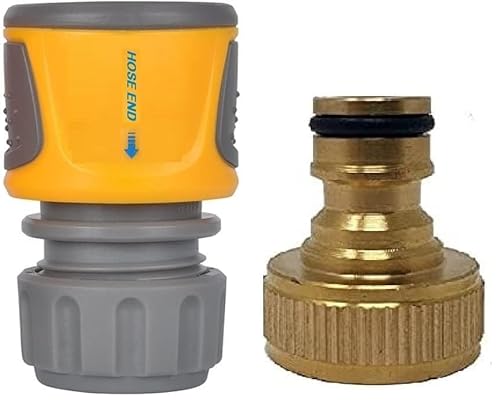 Simply Products Soft Grip Quick Connect Hose End Connector With 3/4 Brass Tap Adaptor Fitting For Garden Taps