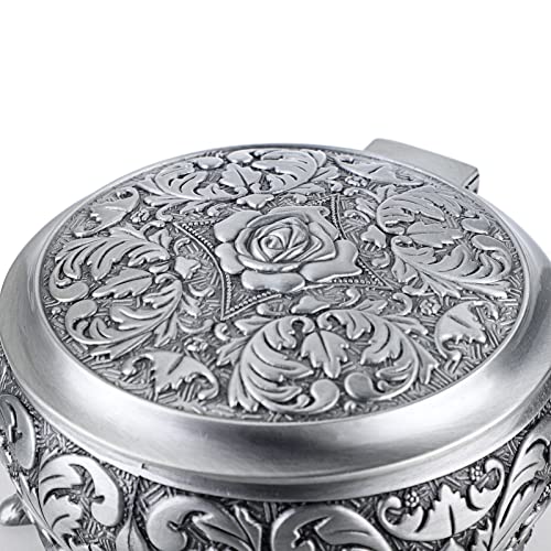Hipiwe HPWSN00689 Metal Jewelry Box Vintage Ring Holder Trinket Organizer Small Round Earring Necklace Storage Box Jewelry Display Box Keepsake Box Decorative Jewelry Box Gift thumb #2