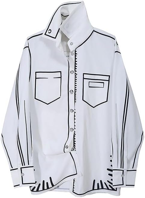 UOOZEE Blouses for Women Fashion, Long Sleeve Button Down Shirts Graffiti Dressy Casual Tops - Image 3