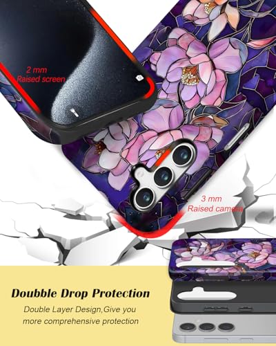 Coque Samsung Galaxy A57 robuste antichoc et verre fleur violette - 3