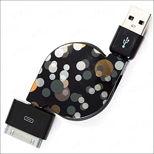 Miniatura 2 de Enercell Golden Dot USB retráctil sincronizacióncarga 2.46 pies de cable de datos cargador USB para iPad 2 3 iPhone 3G 3GS 4 4S iPod Touch Classic