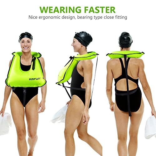 Amfun 2 Pack Snorkel Vest, Inflatable Swimming Vest For Adults, Adjustable Snorkeling Vest Swimming Jacket For Outdoor Kayaking Buoyancy Diving Surfing Water Sports Safety (Green) #TOP3
