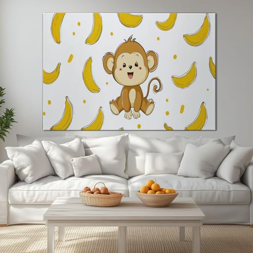 Impression sur Toile Singe Orange Cadre Bois Cadre 120x80 cm Salon et Chambre