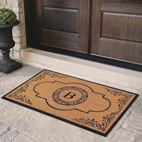 A1HC Natural Coir Monogrammed Doormat for Outside Entrance, Heavy Duty, Low Profile, Anti-Shed Treated Front Door Mat, Easy to Clean, Long Lasting Entryway Doormat - 30" x 48", B by A1 HOME COLLECTIONS - Used condition - Image 2