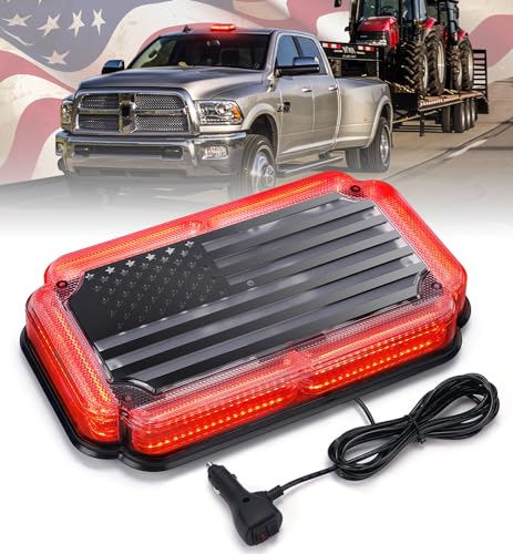 Xprite 108 LED Roof Top Strobe Light, US Flag Pattern Firefighter Flashing Light, Emergency Safety Warning LED Mini Strobe Lightbar w/Magnetic Base for Fire Trucks EMS Ambulances Police Vehicle, Red by Xprite - Used condition - CA$47.80